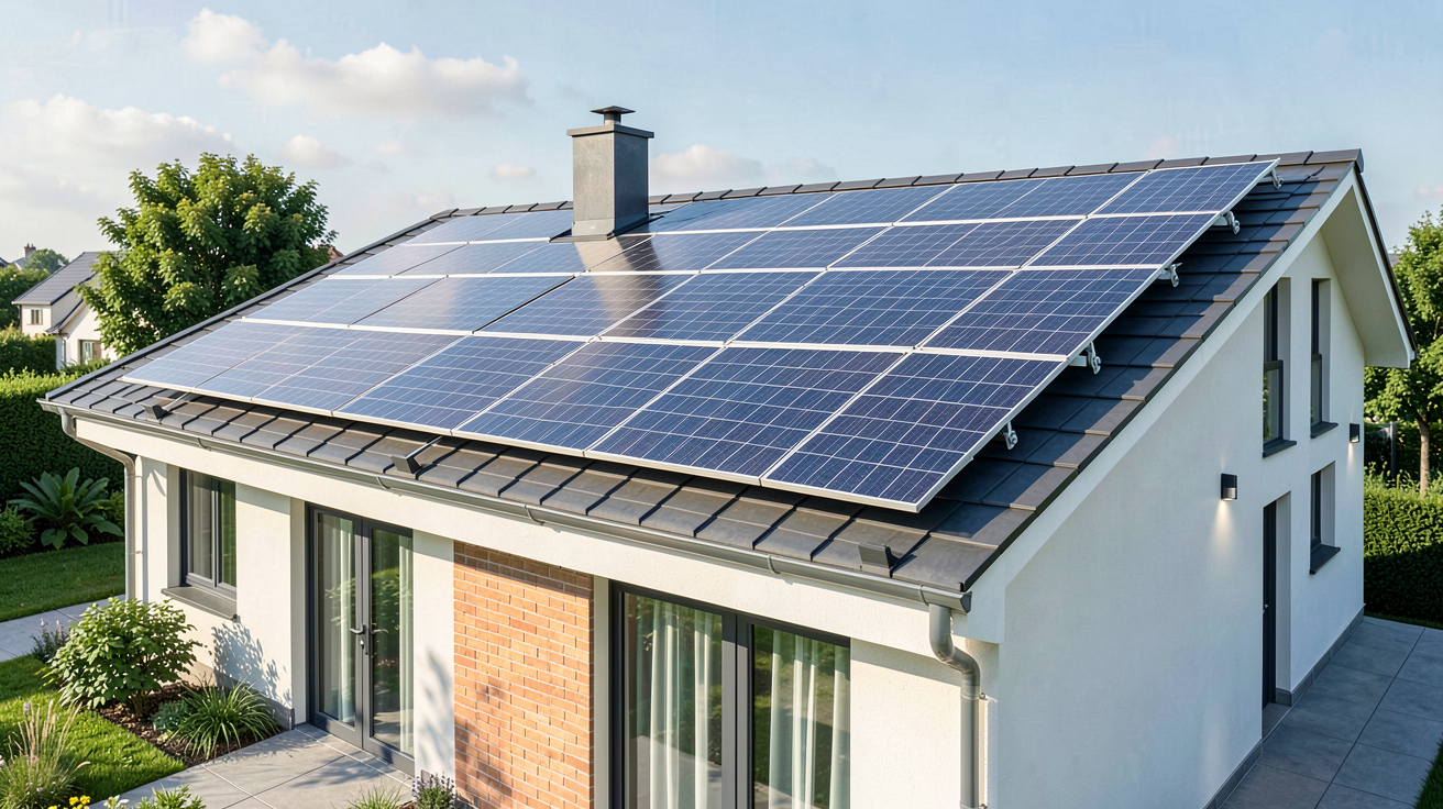 autoconsommation via des panneaux solaires connectés au réseau électrique d'une maison
