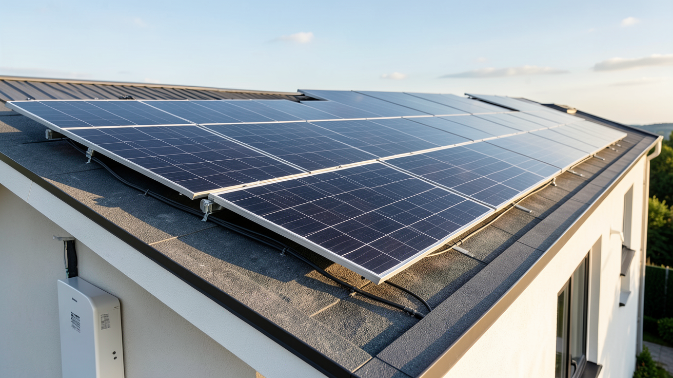 autoconsommation solaire batterie système photovoltaïque domestique avec panneaux solaires et batterie de stockage
