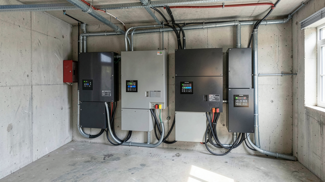 autonomie panneau solaire : batteries énergétiques modernes installées dans un espace technique
