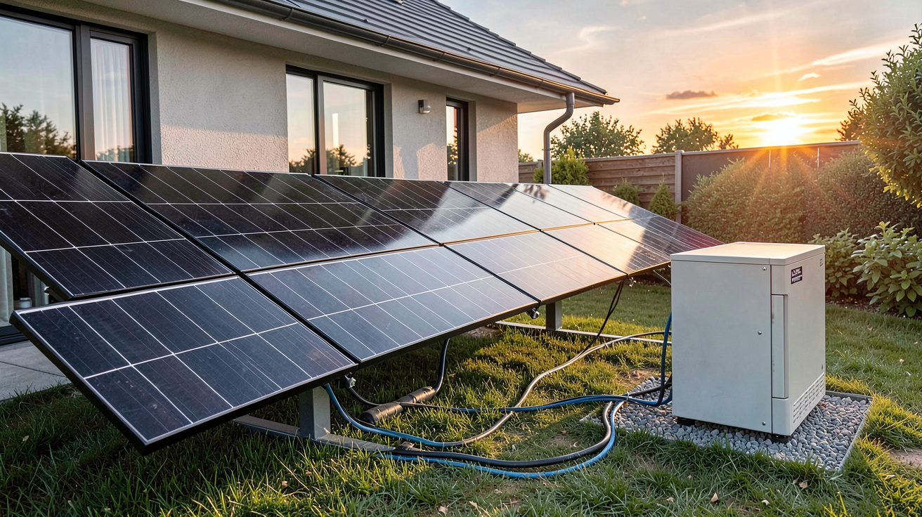 autonomie panneau solaire avec installation photovoltaïque et batterie de stockage sur une maison moderne
