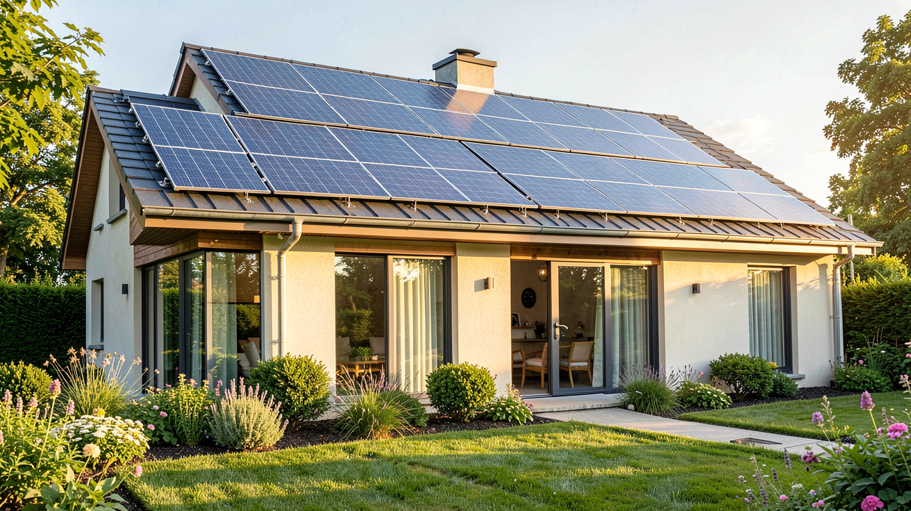autonomie solaire maison équipée de panneaux photovoltaiques pour une autonomie totale ou partielle