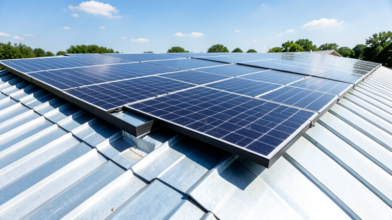 bac acier photovoltaïque intégré toiture résidentielle avec panneaux solaires intégrés