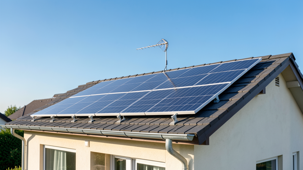 ballon d'eau chaude solaire installé sur le toit d'une maison individuelle