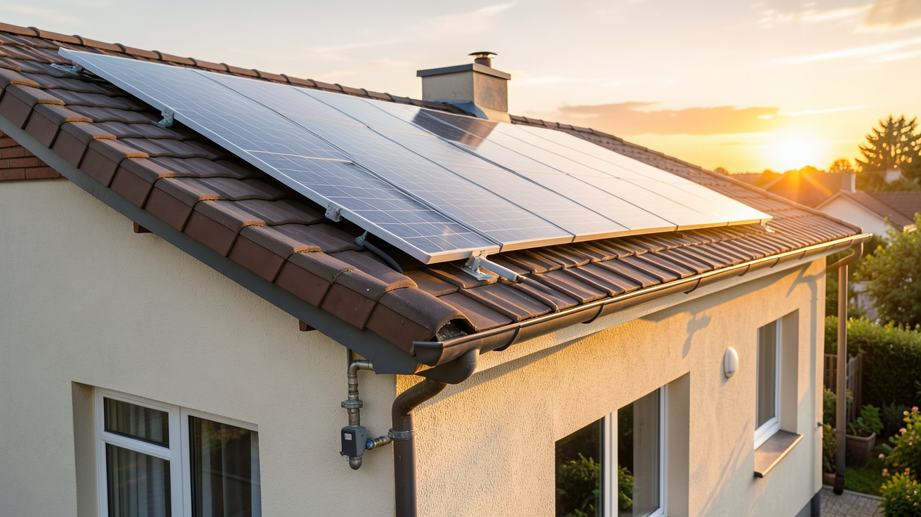 ballon d'eau chaude couplé à des panneaux solaires thermiques installés sur le toit d'une maison
