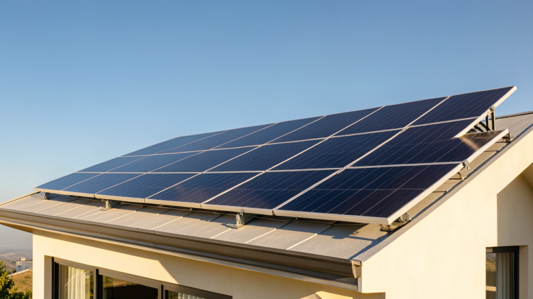 ballon d'eau chaude solaire installé sur le toit d'une maison moderne avec des panneaux solaires thermiques