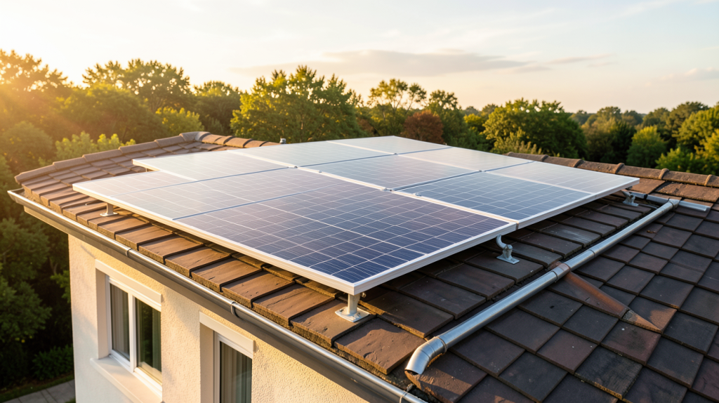 ballon eau chaude solaire installé sur le toit d'une maison ensoleillée