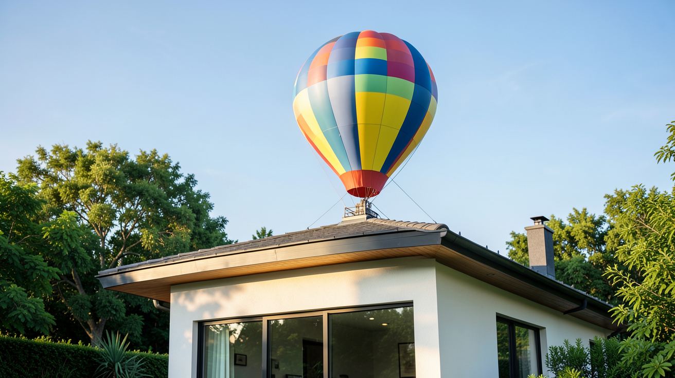 ballon solaire installé sur le toit d'une maison écologique en 2024