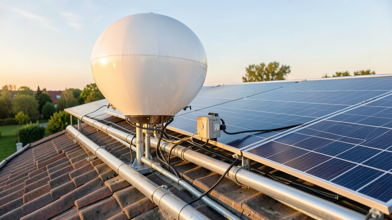ballon thermodynamique avec panneau solaire installé sur un toit, système de chauffage écologique