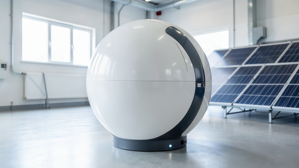 ballon thermodynamique avec panneau solaire installé dans un espace technique moderne