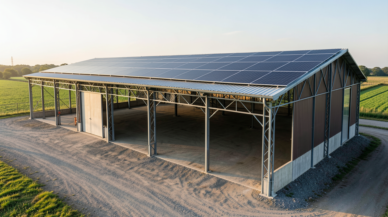 batiment photovoltaïque hangar agricole projet réussi avec panneaux solaires sur toit