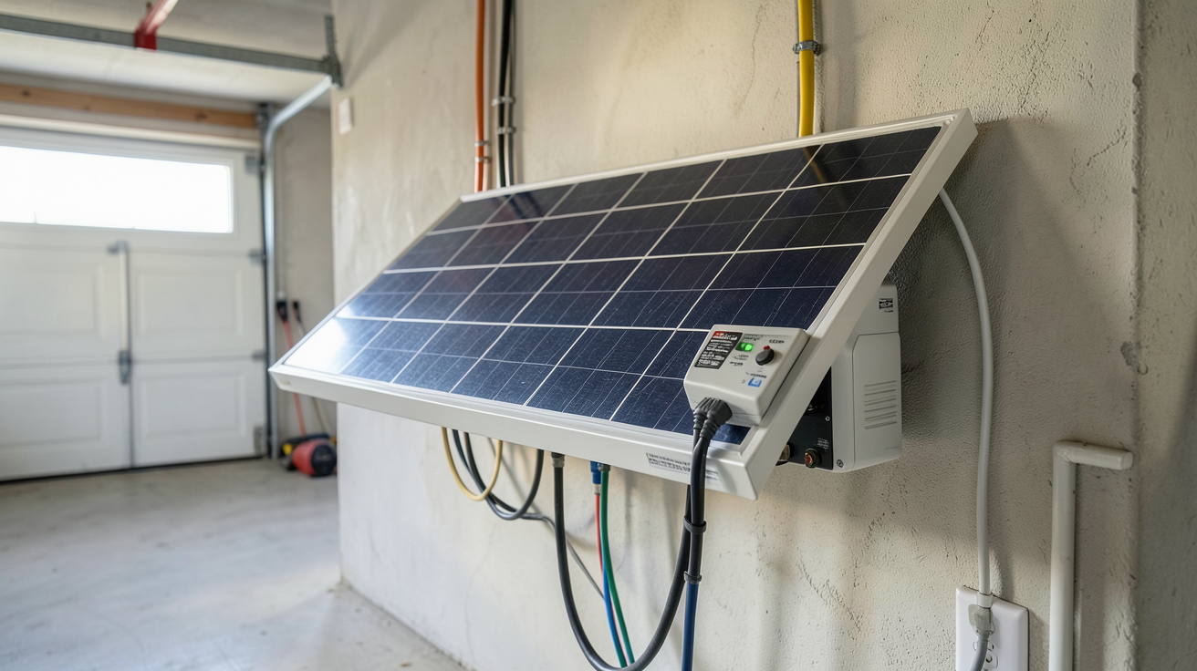 batterie au lithium pour panneau solaire installée dans un garage domestique