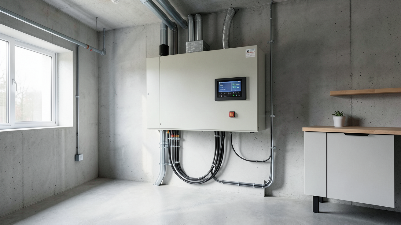batterie de stockage photovoltaïque installée dans une maison contemporaine