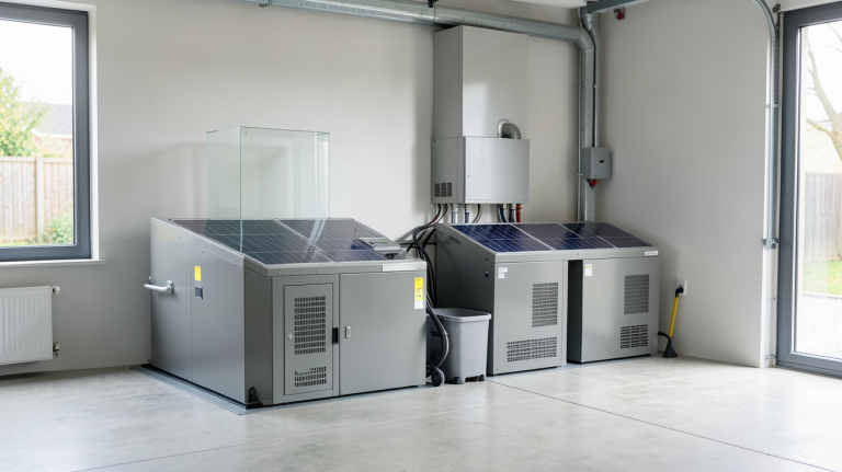 batterie de stockage photovoltaïque installée dans un garage moderne