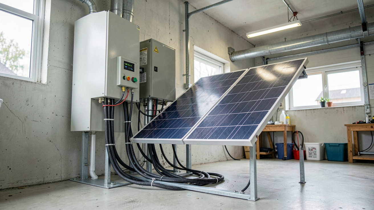 batterie de stockage solaire moderne avec câbles électriques bien organisés pour le dimensionnement