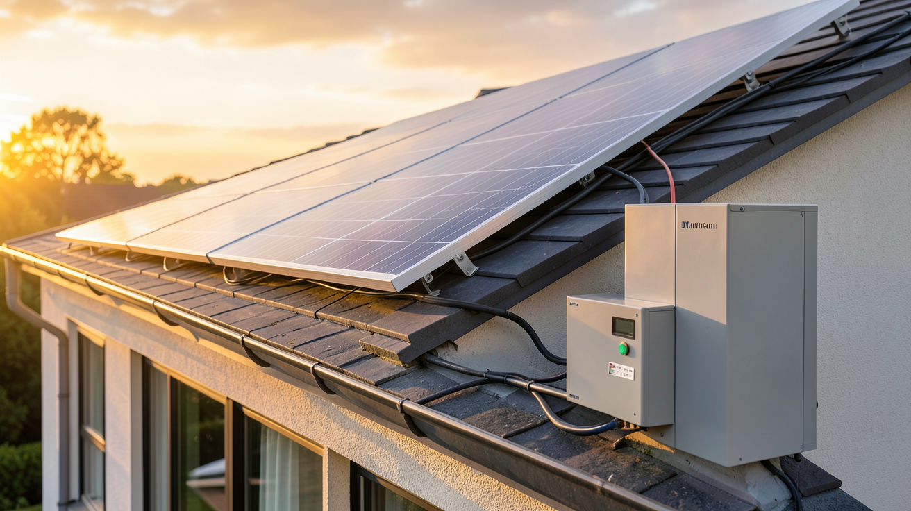 batterie et panneau solaire installés sur une maison pour optimiser l'autoconsommation énergétique