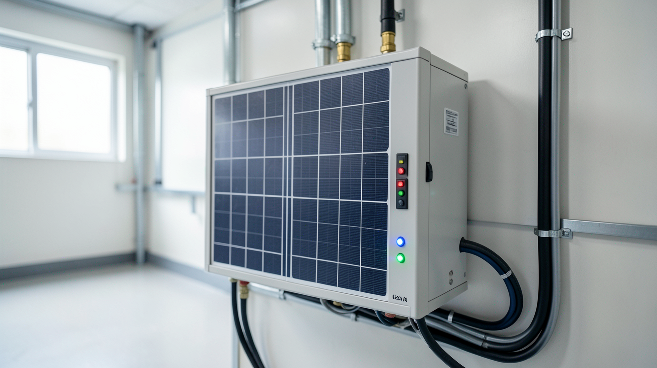 batterie lithium solaire de haute capacité installée dans un local technique propre et bien éclairé