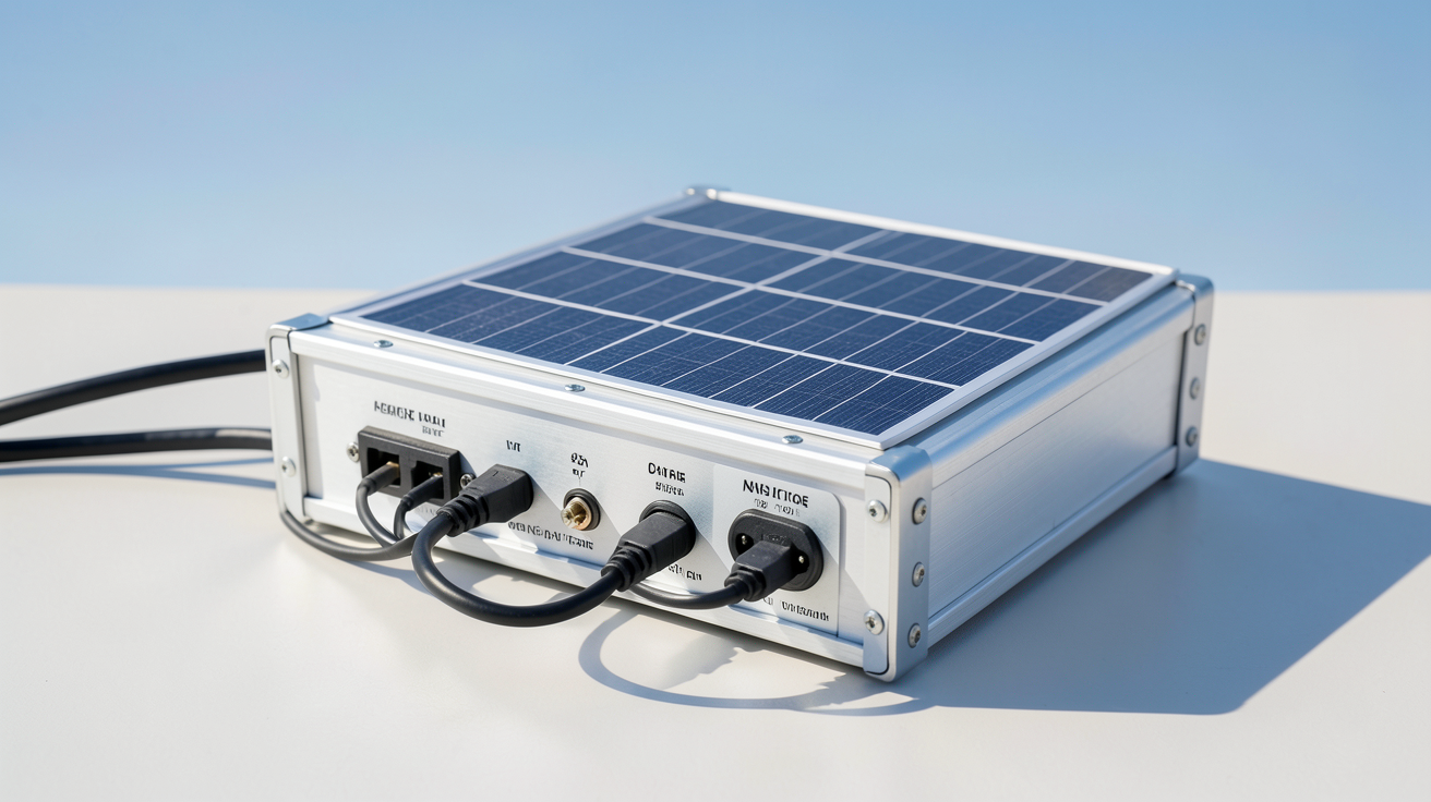 batterie nomade avec panneau solaire en train de recharger sous la lumière du soleil