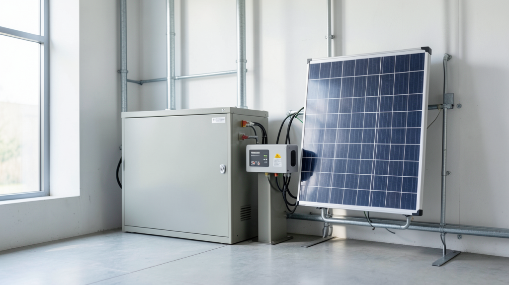 batterie onduleur panneau solaire installée pour le stockage d'énergie domestique