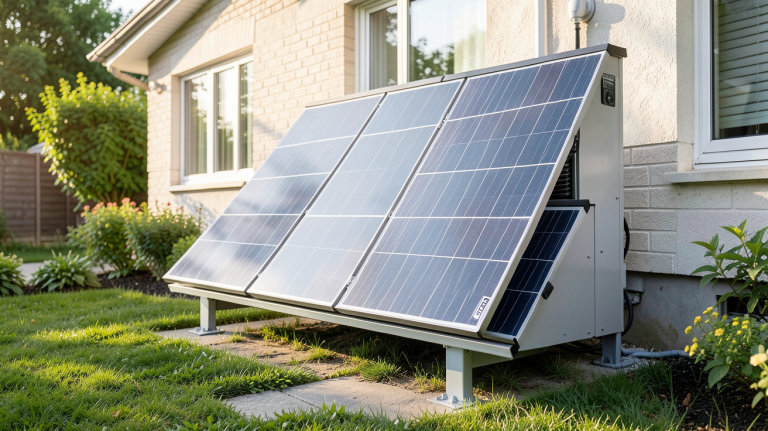batterie panneau solaire maison installée à l'extérieur d'une résidence