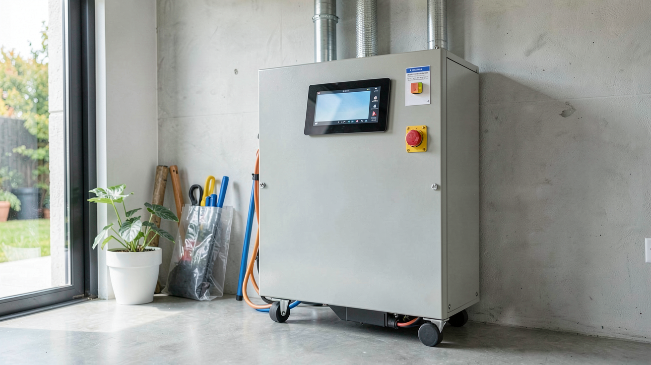 batterie pour panneaux photovoltaïques installée dans un garage moderne