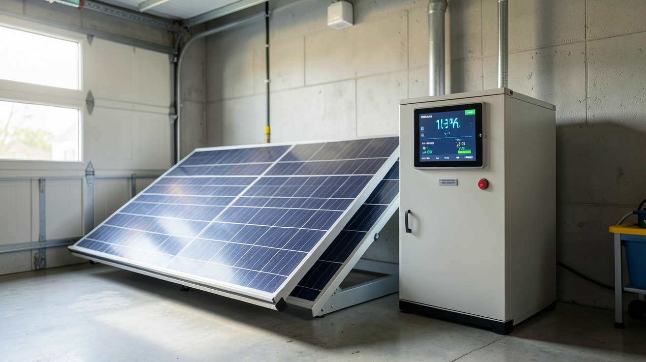 batterie photovoltaïque de grande capacité affichant son dimensionnement en kWh dans un local technique