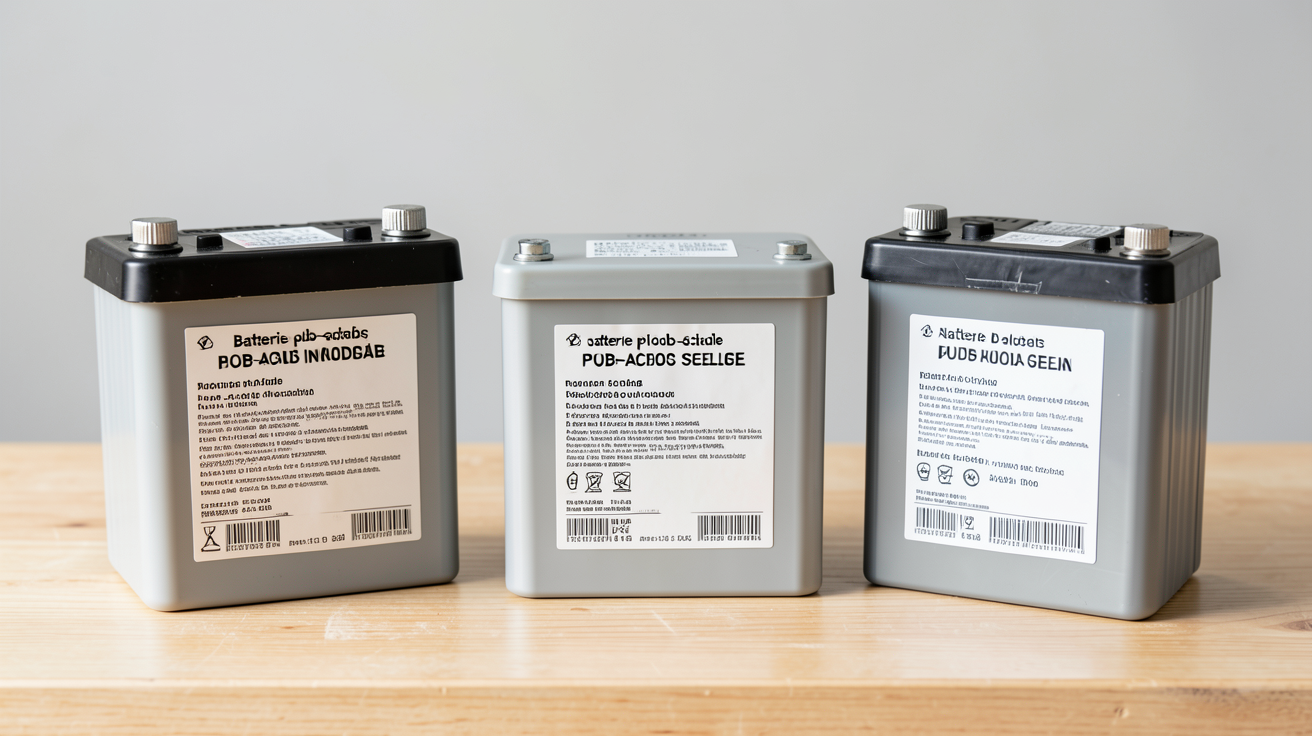 batterie plomb pour panneau solaire montrant trois types d'accus plomb : plomb-acide inondée, plomb-acide scellée et plomb-gel