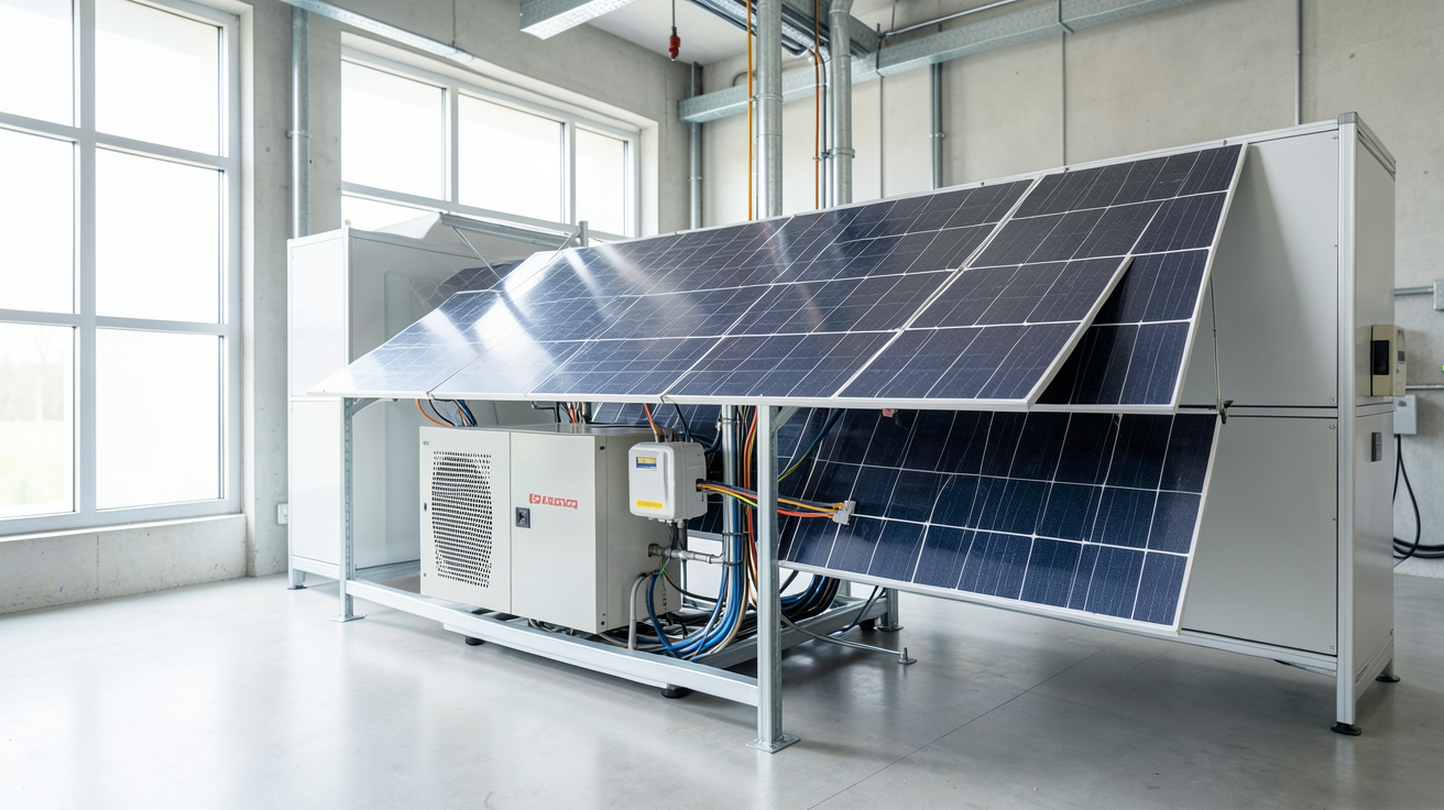 batterie pour panneau solaire 220v installée avec un câblage électrique propre dans un environnement technique