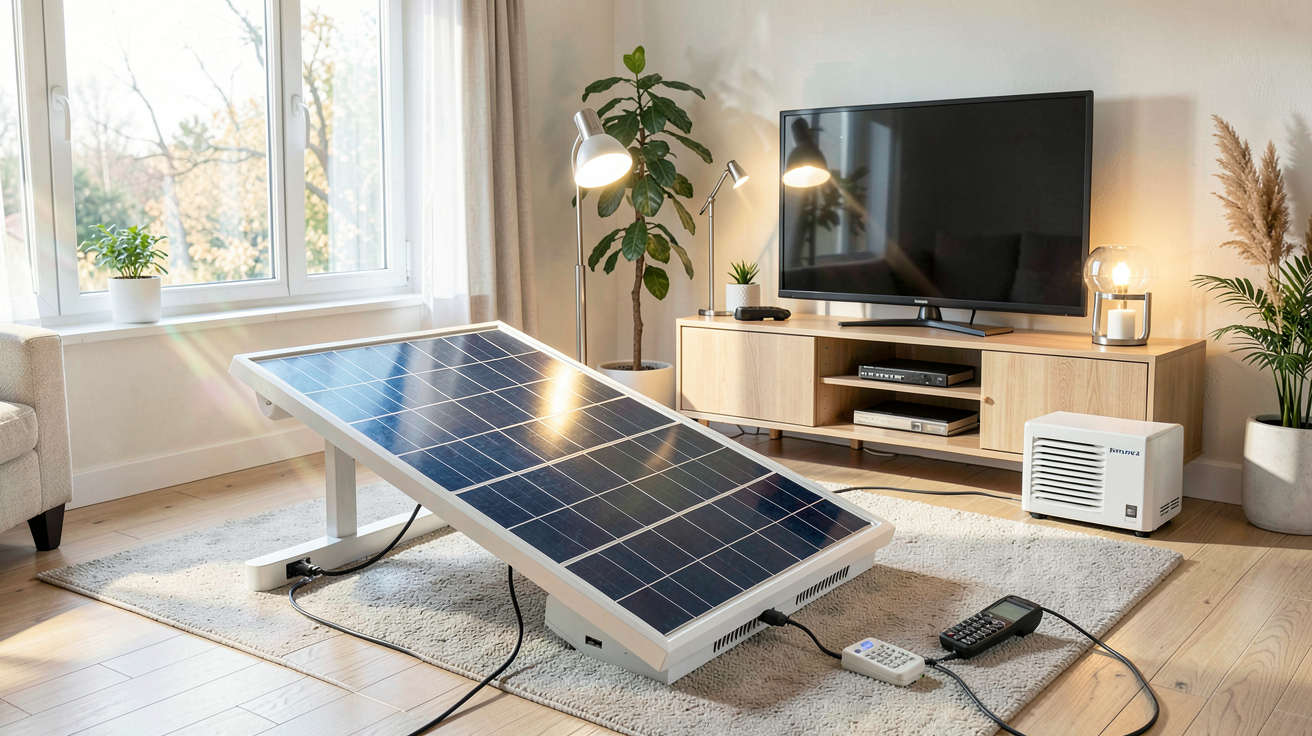 batterie pour panneau solaire 300w utilisée pour alimenter des charges domestiques comme lampes LED, téléviseur et chargeur de téléphone