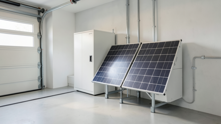 batterie pour panneau solaire installée dans un environnement domestique moderne et propre