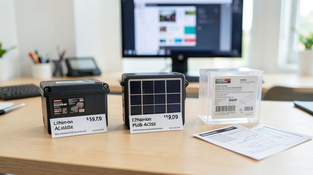 batterie pour photovoltaïque prix affichant différents types de batteries solaires avec leurs fourchettes de prix 2024-2025