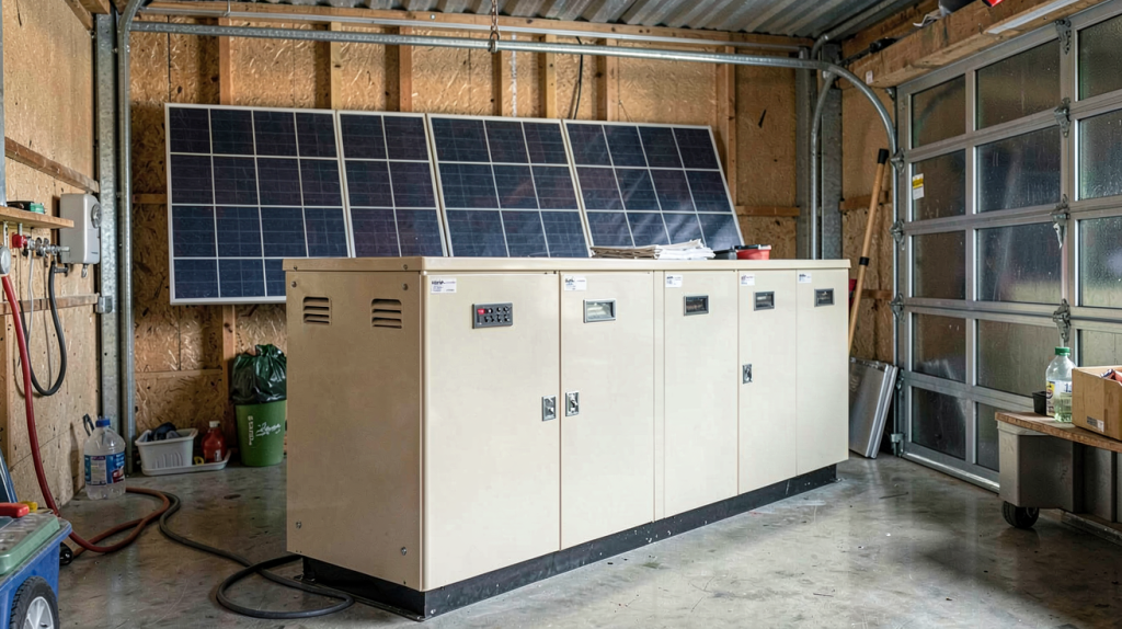 batterie pour stockage solaire avec panneaux solaires