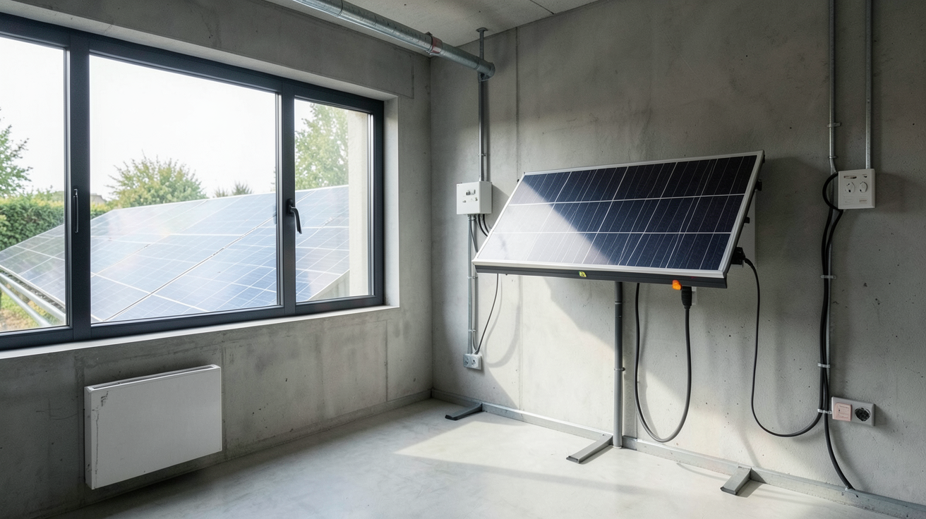 batterie solaire pour l'autoconsommation installée dans un garage technique d'une maison moderne