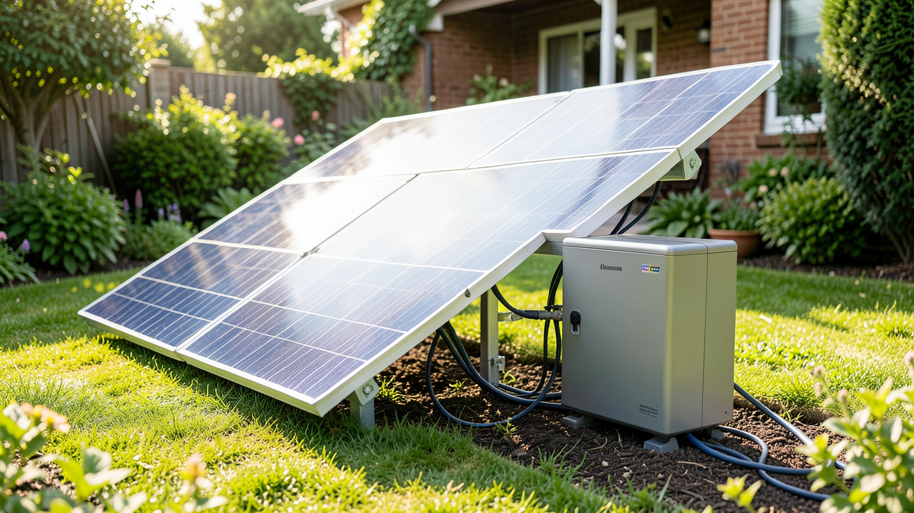 batterie solaire d'autoconsommation intégrée à un kit solaire résidentiel avec panneaux photovoltaïques