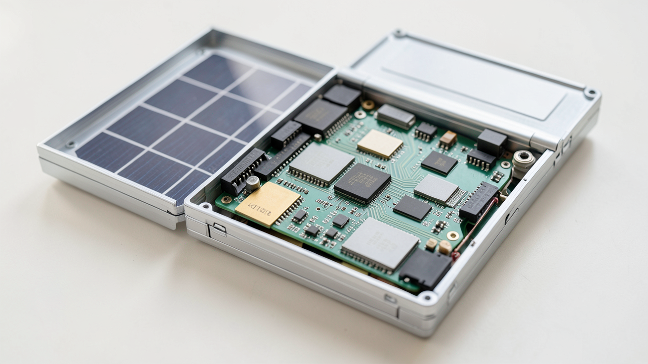 batterie solaire lithium ouverte en coupe technique montrant ses composants internes