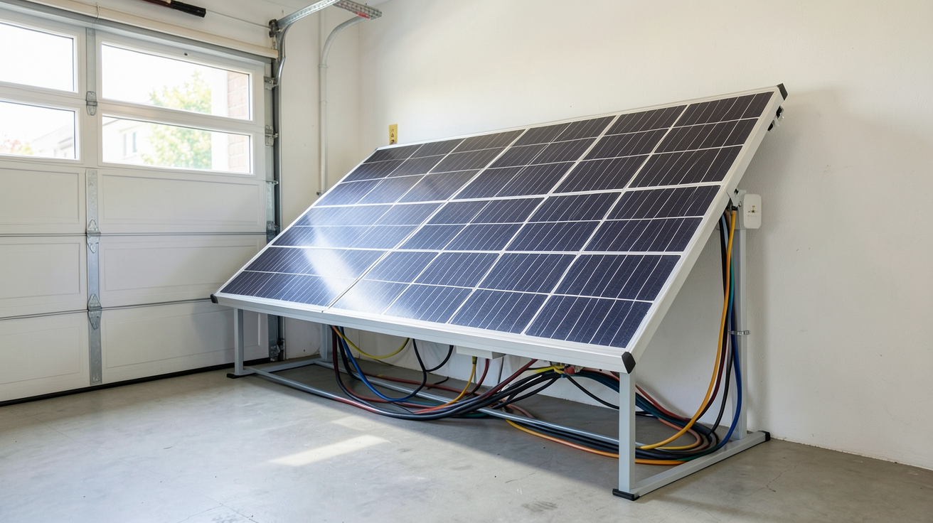 batterie solaire maison installée dans un garage moderne, illustrant les bénéfices concrets de l'autoconsommation énergétique