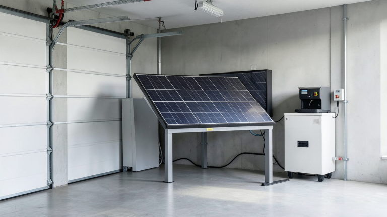 batterie solaire maison installée dans un espace technique propre et contemporain