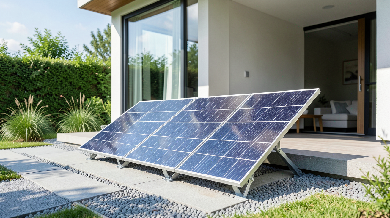 batterie solaire maison prix d'une unité de stockage d'énergie installée sur le mur d'un garage d'une maison contemporaine