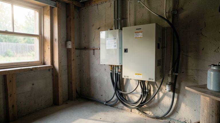batterie stockage photovoltaïque prix installée dans un garage de maison rurale