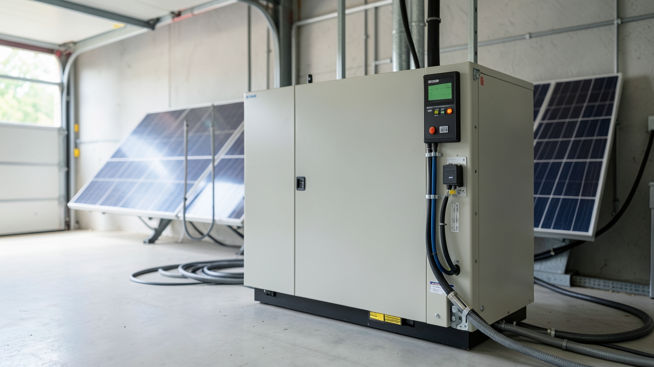 batterie stockage photovoltaïque prix affichant les meilleures options 2024 avec des panneaux solaires en arrière-plan