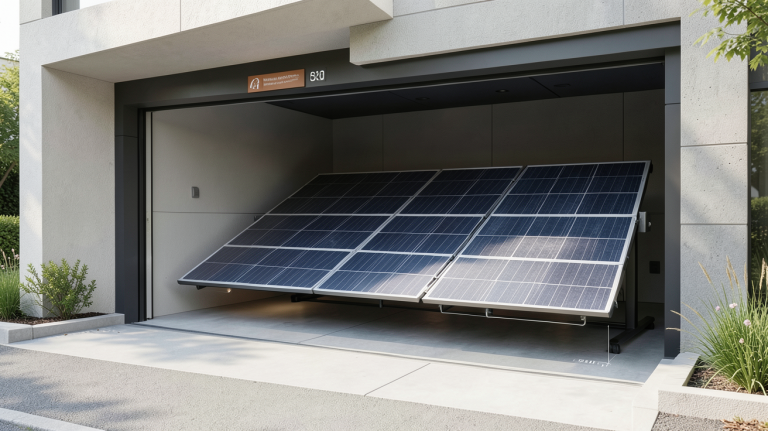 batterie virtuelle photovoltaïque intégrée dans un système solaire domestique installé dans un garage moderne