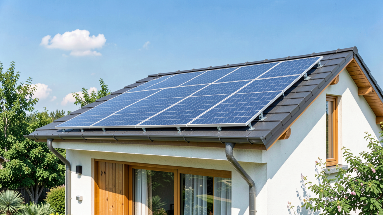 beem solaire panneau solaire installé sur une maison écologique