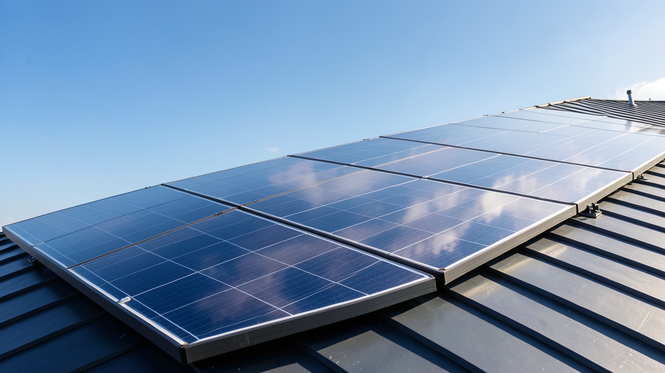 bi verre photovoltaique illustrant le gain de rendement grâce à l'effet albedo sur un toit