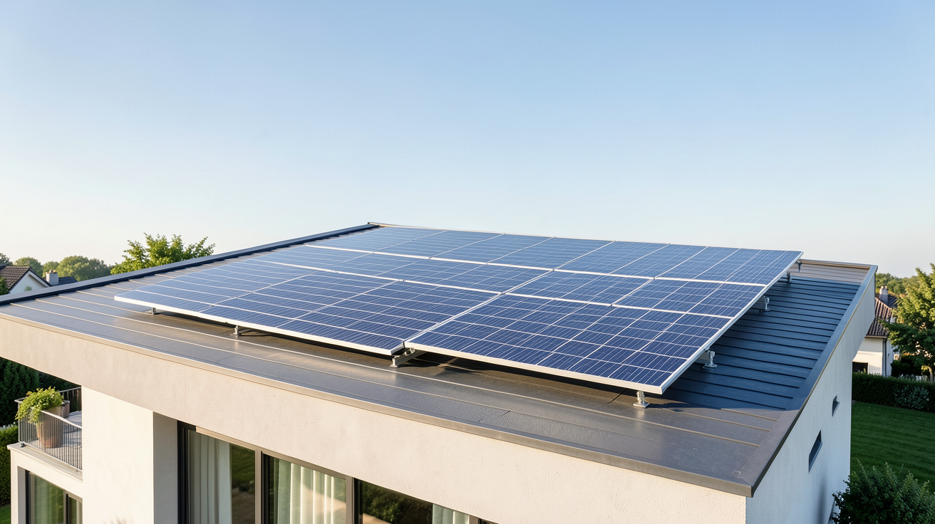 bisol panneau solaire installé sur le toit d'une maison moderne illustrant les avantages des panneaux solaires BISOL