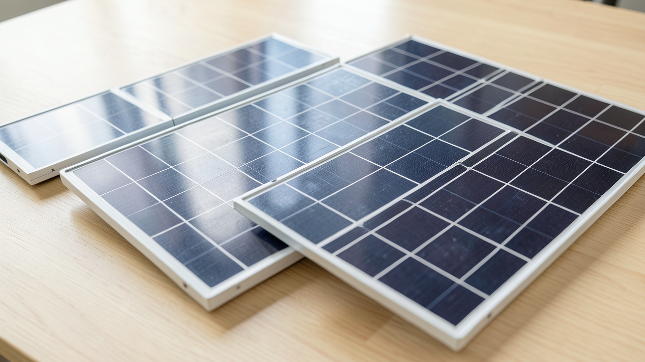 black friday panneau solaire montrant une sélection de kits solaires disposés sur un fond neutre