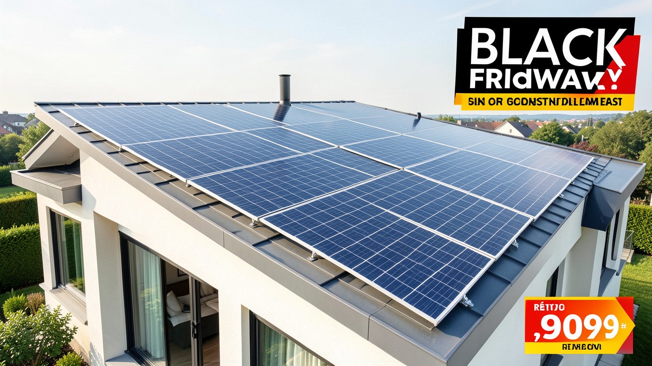 black friday panneau solaire panneaux solaires en promotion Black Friday 2025 sur toit résidentiel