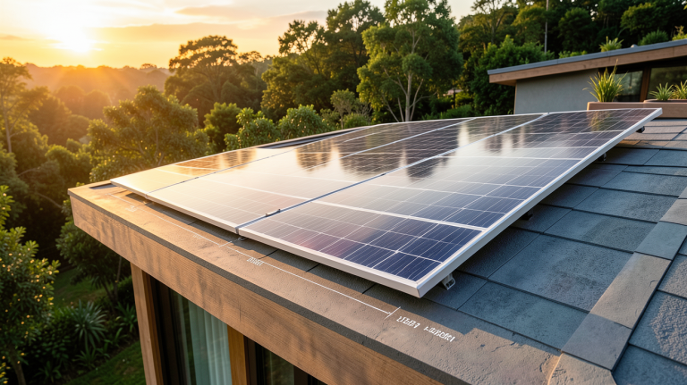 bluetti panneau solaire installé sur le toit d'une maison écologique