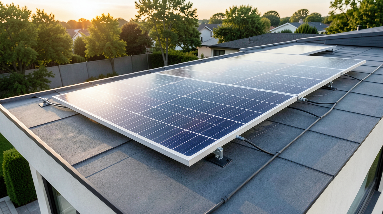 capteur photovoltaïque installé sur le toit d'une maison moderne