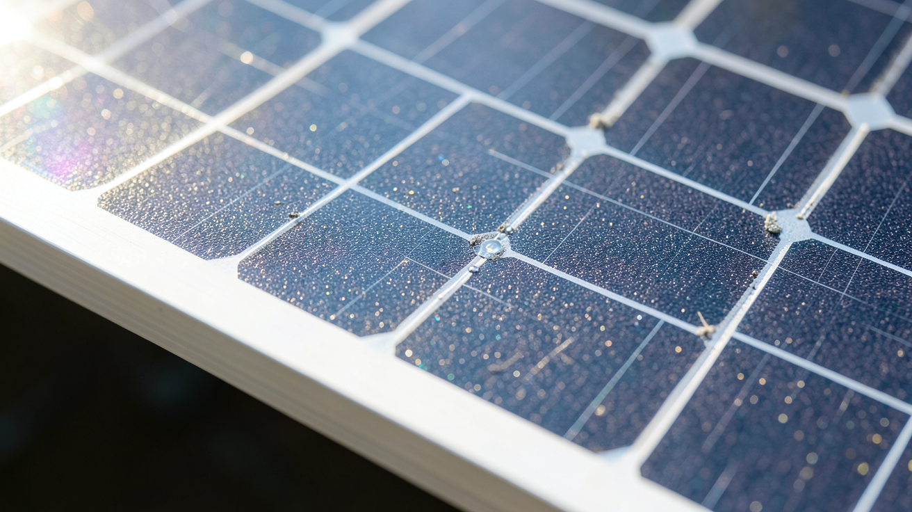 capteur photovoltaïque montrant le principe de fonctionnement du photon à l'électricité avec une coupe partielle des cellules en silicium