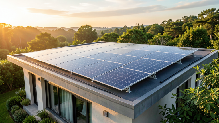 capteur solaire à air installé sur le toit d'une maison écologique