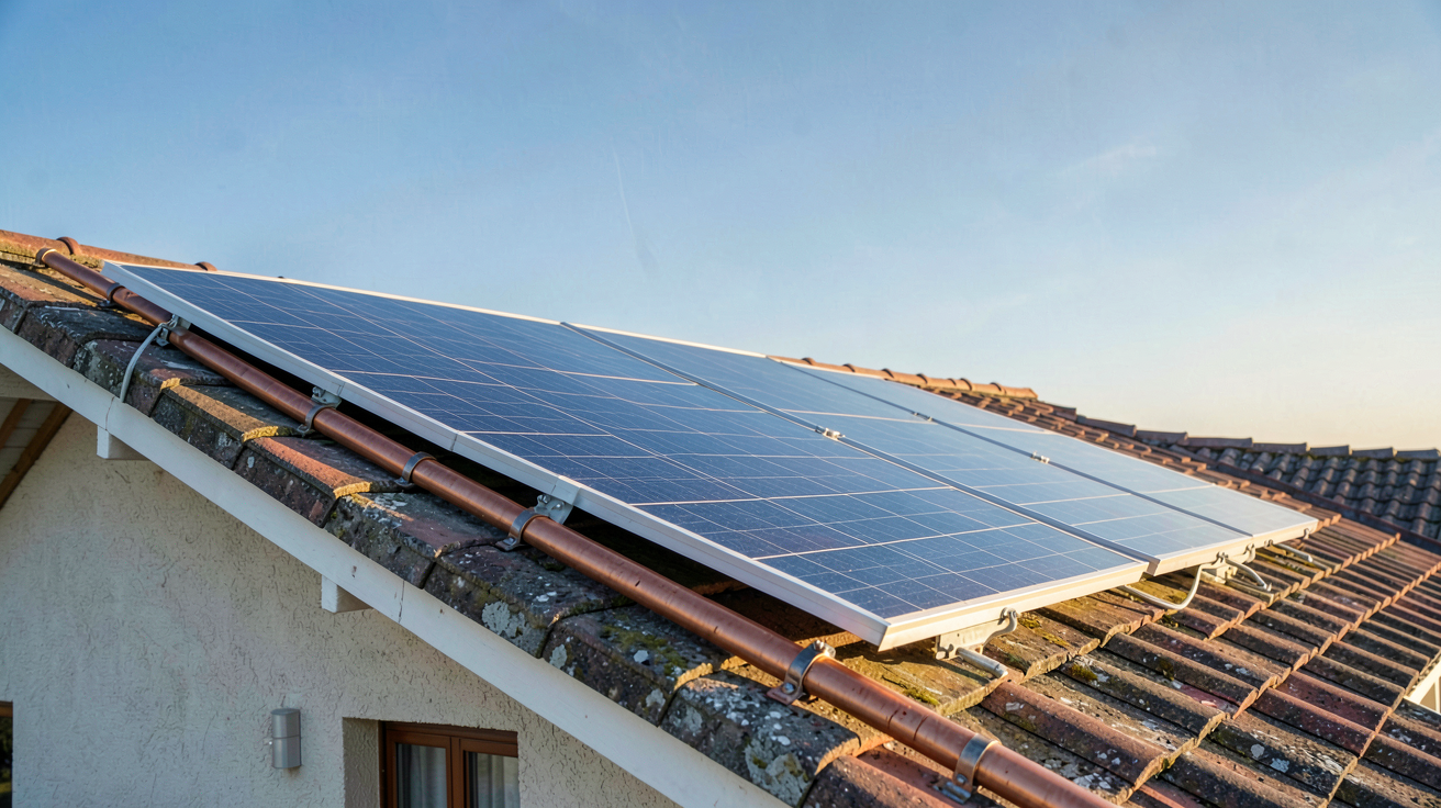 capteur solaire eau chaude thermique installé sur le toit d'une maison individuelle